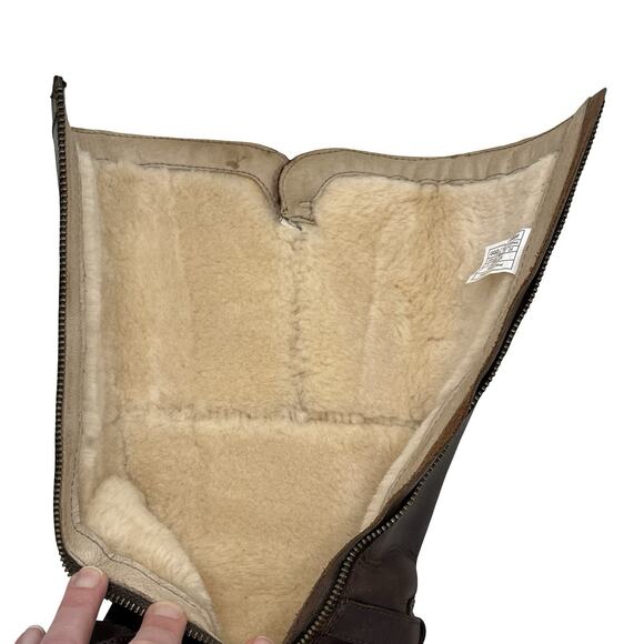 UGG Rosen Tall Boots Brown Leather Shearling Zip Buckle Women’s 7 Casual Winter - Picture 14 of 16